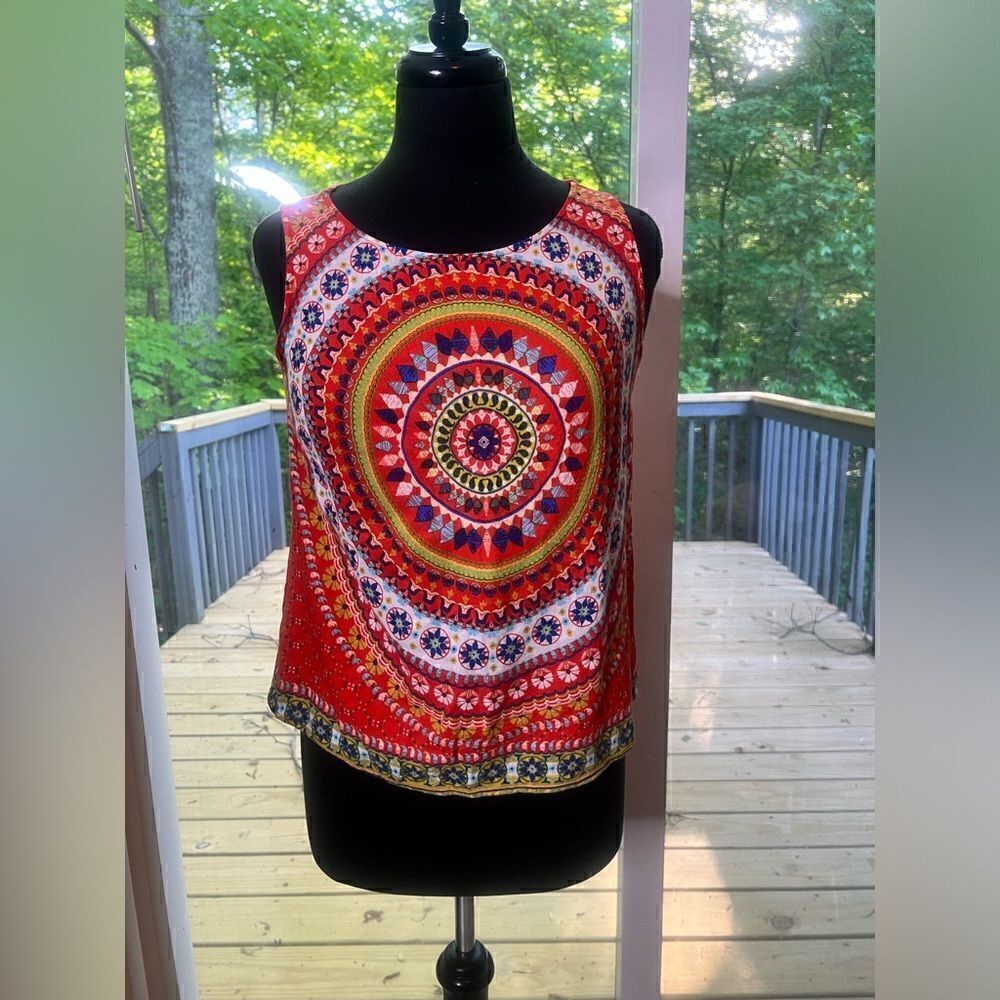Renee C Orange Print Top